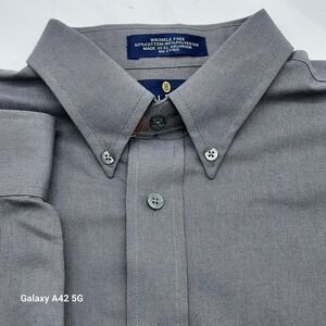 Bill Blass Premium Gray Wrinkle Free Button Down Long Sleeve Dress Shirt SZ- L
